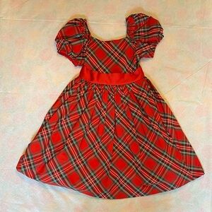 Janie and Jack Red Plaid Puff Sleeve Dress